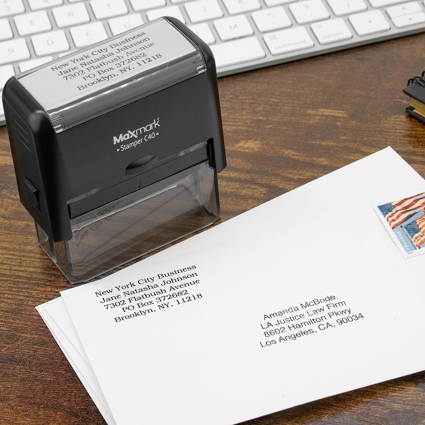 Custom Self Inking Rubber Stamp - Up to 3 Lines of Text - Choose from 15 Ink Colors - Small Size
