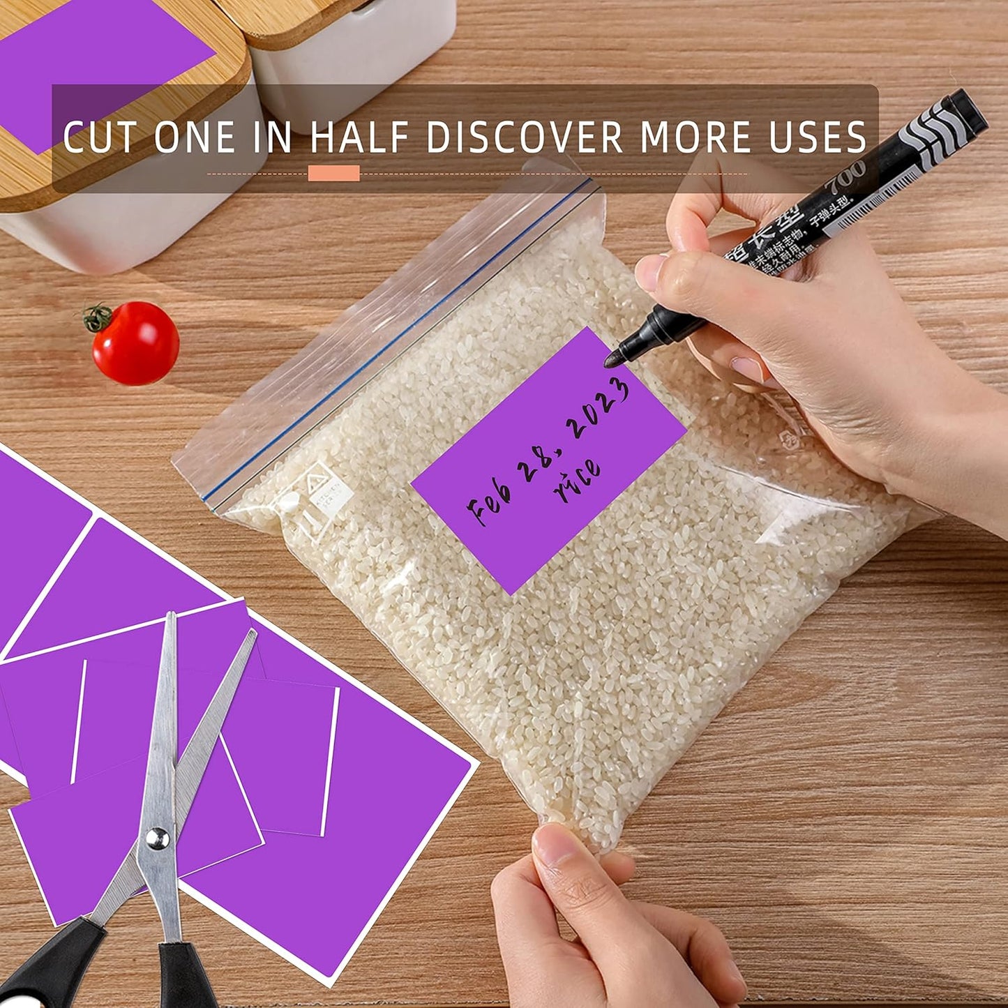 PARLAIM 3" x 5" Rectangle Color Code Stickers,500 per Dispenser Box Roll Labels,Adhesive Roll Square Label Stickers for Inventory (Purple)