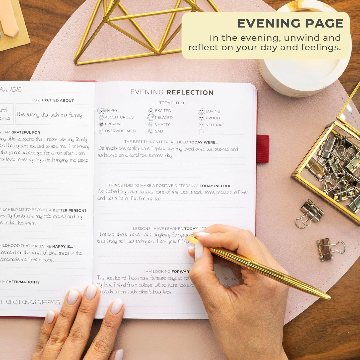 Clever Fox Gratitude Journal – Happiness, Positivity & Affirmation Daily Journal – Inspirational Daily Notebook – 3 Months, A5 (Red)