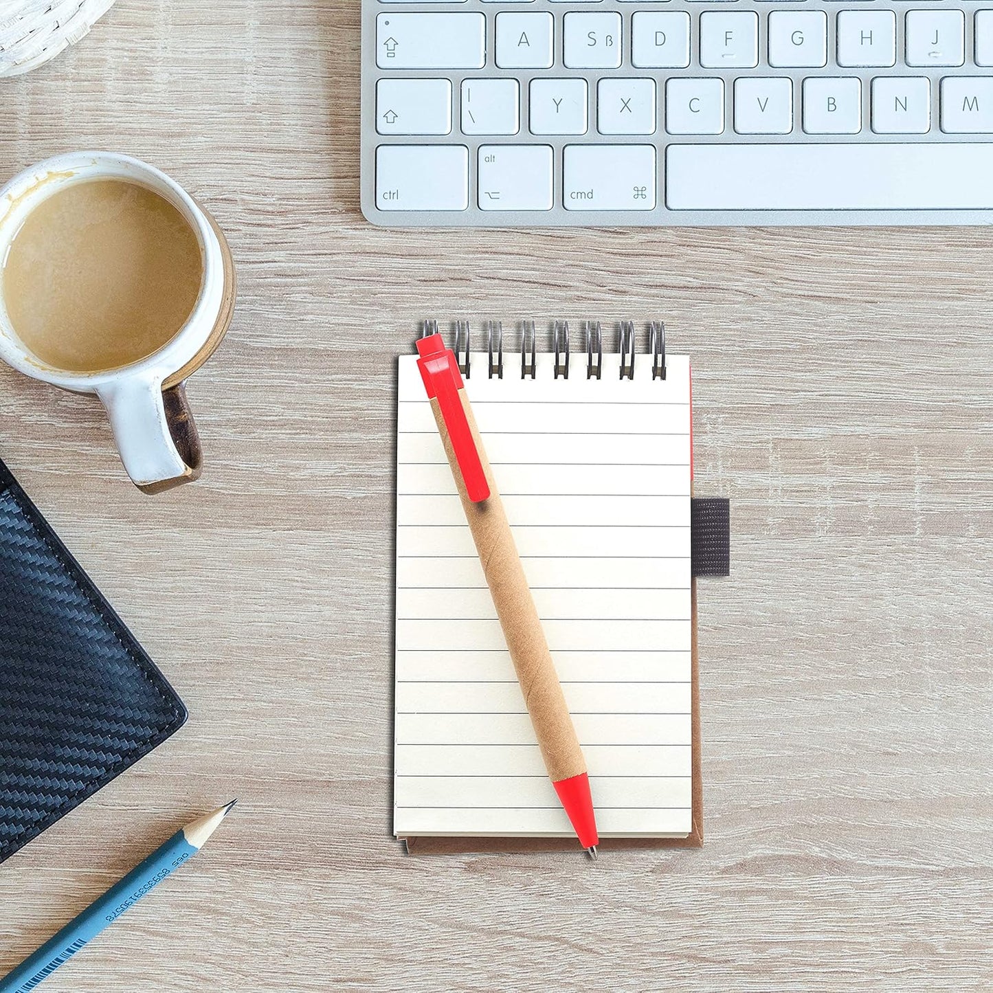 DISCOUNT PROMOS 100 Recyclable Spiral Small Notebooks Pack - Customizable Text, Logo - 60 Lined Pages - Red