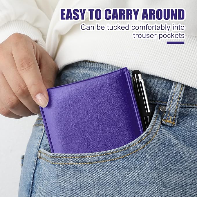 Outus 10 Pcs Pocket Notebook with Pen Set Included Mini Pocket Notepad Holder with 50 Lined Sheets, Metal Pen, 8 Pcs 3 x 5 Inch Memo Book Refills, 30 Lined Paper Per Note Pad (Purple)