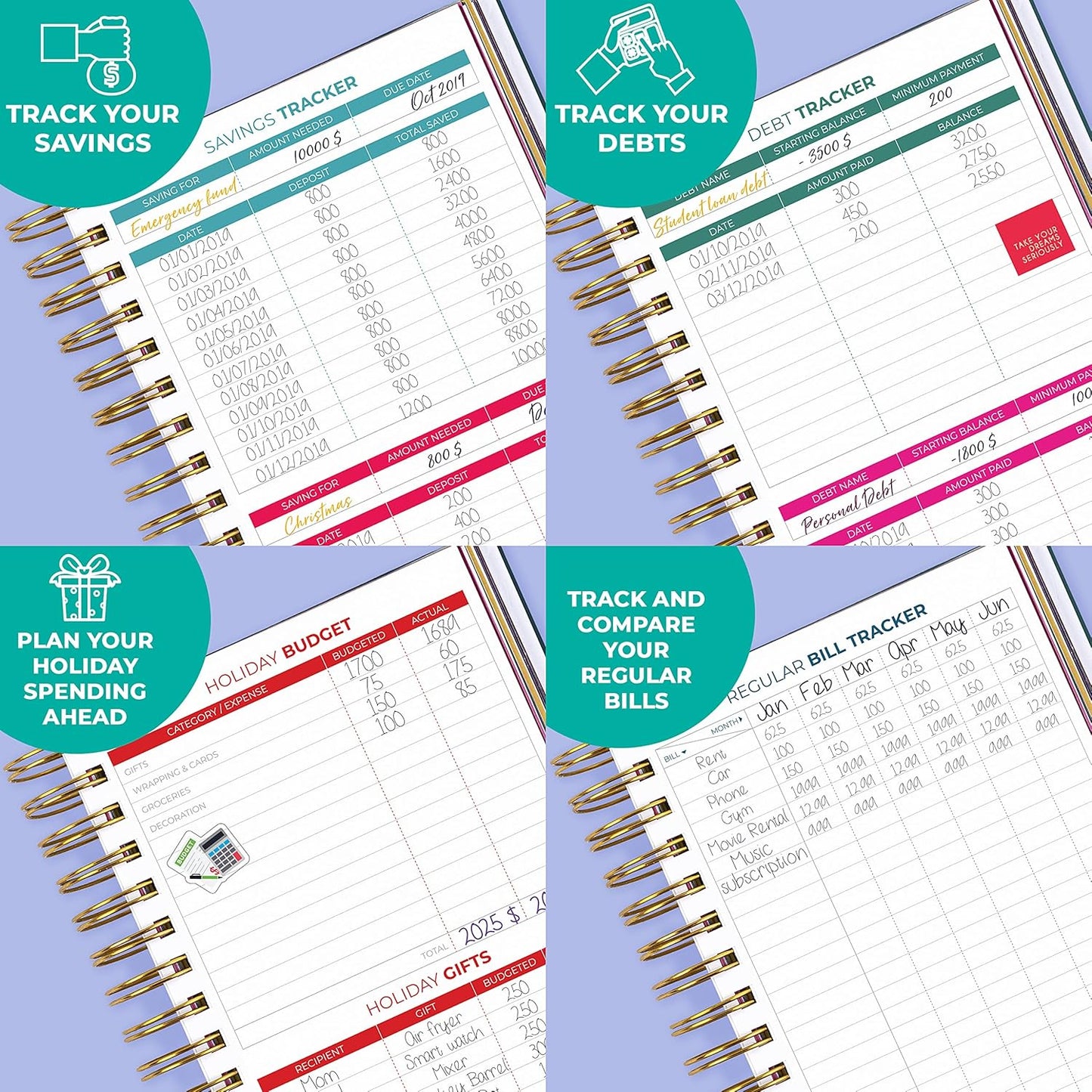 Clever Fox Budget Planner & Monthly Bill Organizer With Pockets. Expense Tracker, Budgeting Journal & Financial Book. Medium, 5.1x8.2" (Dark Teal)