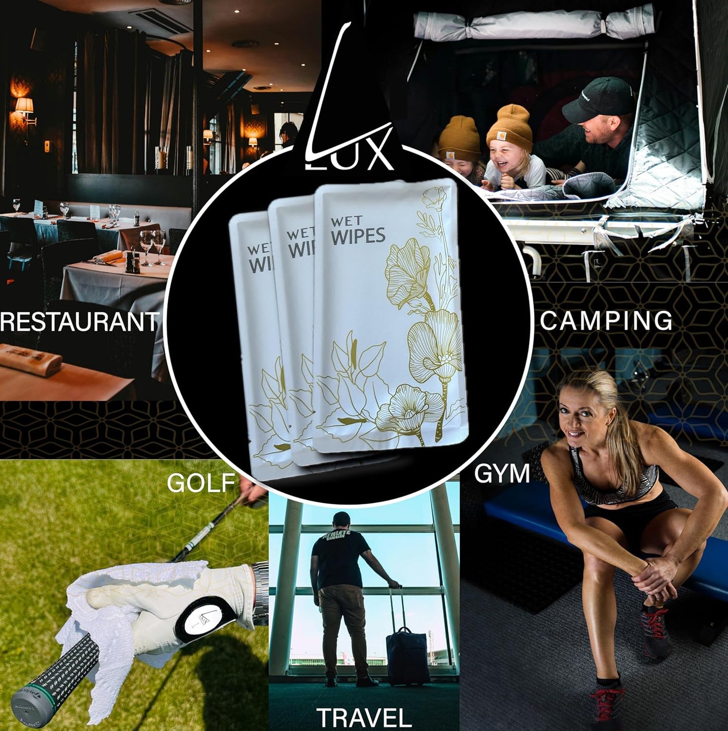 Luxury Wet Wipes, 100 Individually Wrapped Microfiber Textured Non-Scented Personal Hygiene Cleansing Wipes for women and men. Clean and refresh at the gym, camping, outdoors, and sporting events.