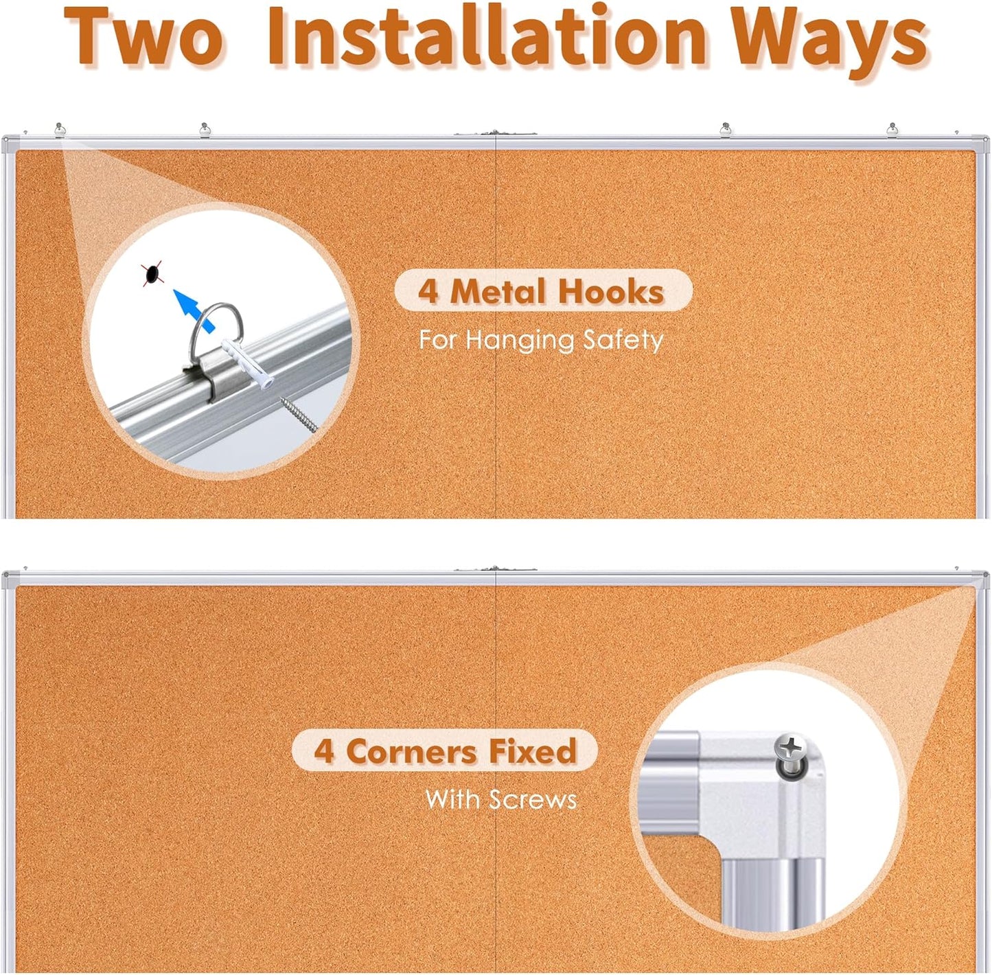 maxtek Large Cork Board 60 x 36 in, Bulletin Board for Walls, 5'x 3' Extra Aluminum Framed Corkboard, Foldable Wall Mounted Back to School Pin Memo Notice Cork Board for Office, Home Wall Display