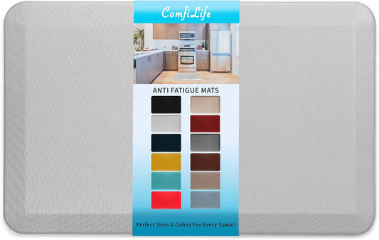 ComfiLife Anti Fatigue Floor Mat – 3/4 Inch Thick Kitchen Mats for Floor, Standing Desk Mat, Kitchen Rug – Comfort at Home, Office – Durable – Stain Resistant – Non-Slip Bottom (20" x 39", Silver)