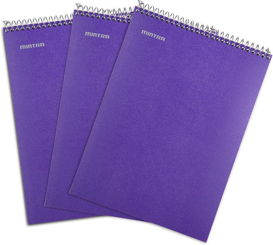 Mintra Office TOP BOUND Durable Spiral Notebooks (Purple, College Ruled 3pk)