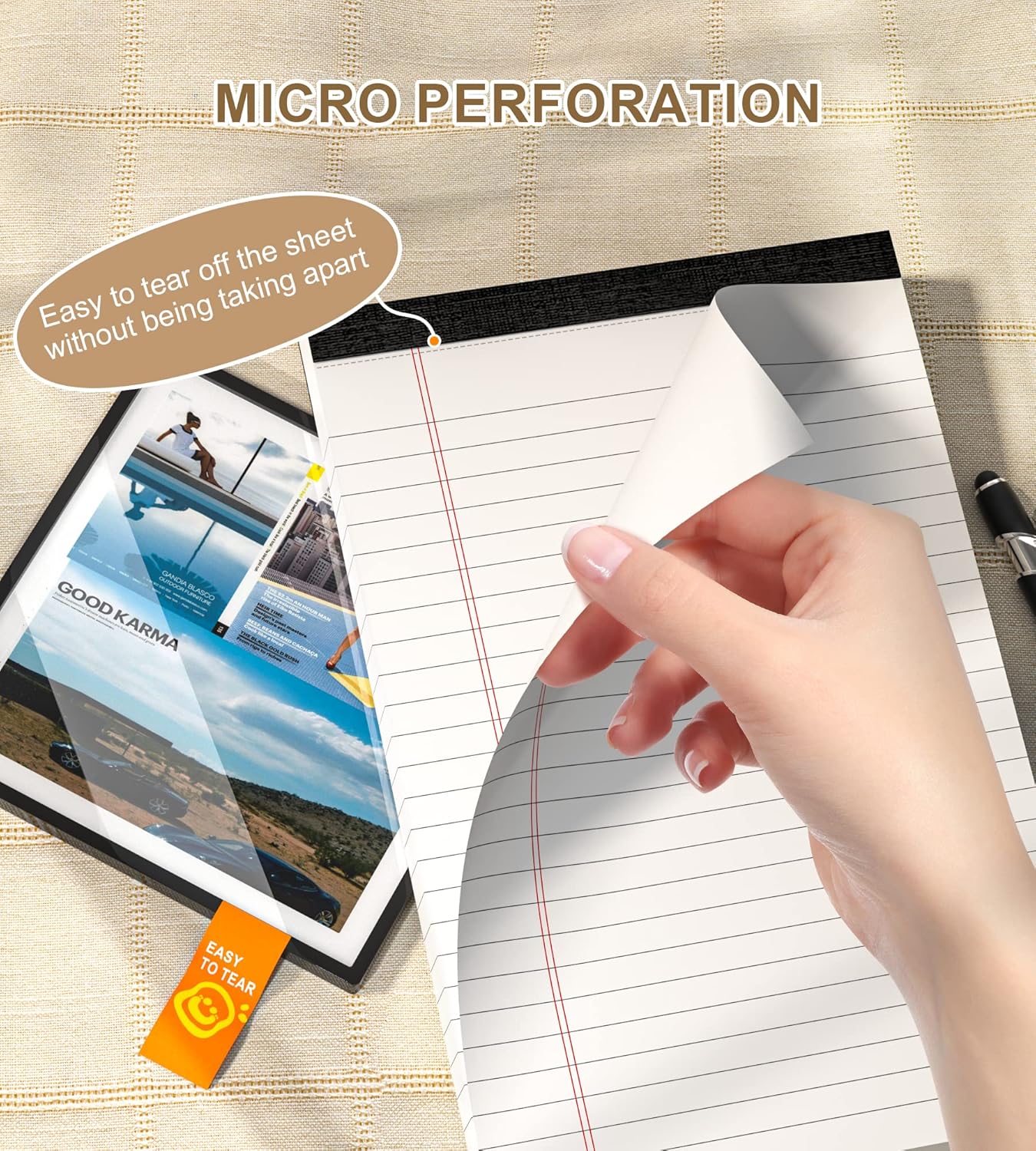 Note Pads 5x8 Small Legal Pads White Notepad, 6 Pack, Narrow Ruled Notepads, Micro Perforated Legal Writing Pads Memo Pad, 30 Sheet/Note Pad, Notebook Paper Tablet for School, Lined Legal Pad 5x8''