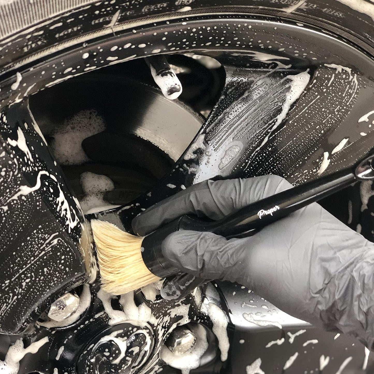 Premium Car Detailing Brush Set - Professional 3 Pack Kit Detail Brushes with Soft Boars Hair Bristles for Auto Interior & Exterior - for Cleaning Leather Seats, Air Vents, Wheels & Emblems