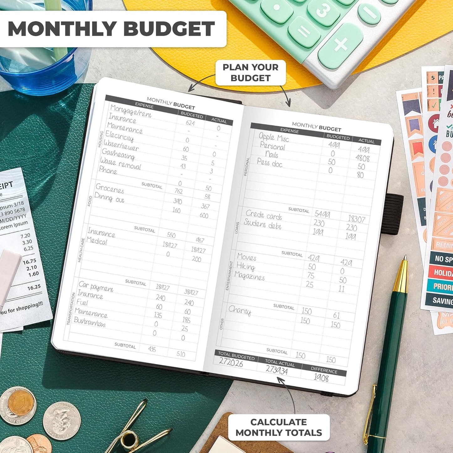 Clever Fox Budget Planner Pocket – Mini Expense Tracker Notebook. Monthly Budgeting Organizer, Finance Logbook & Accounts Book, Small (Black)
