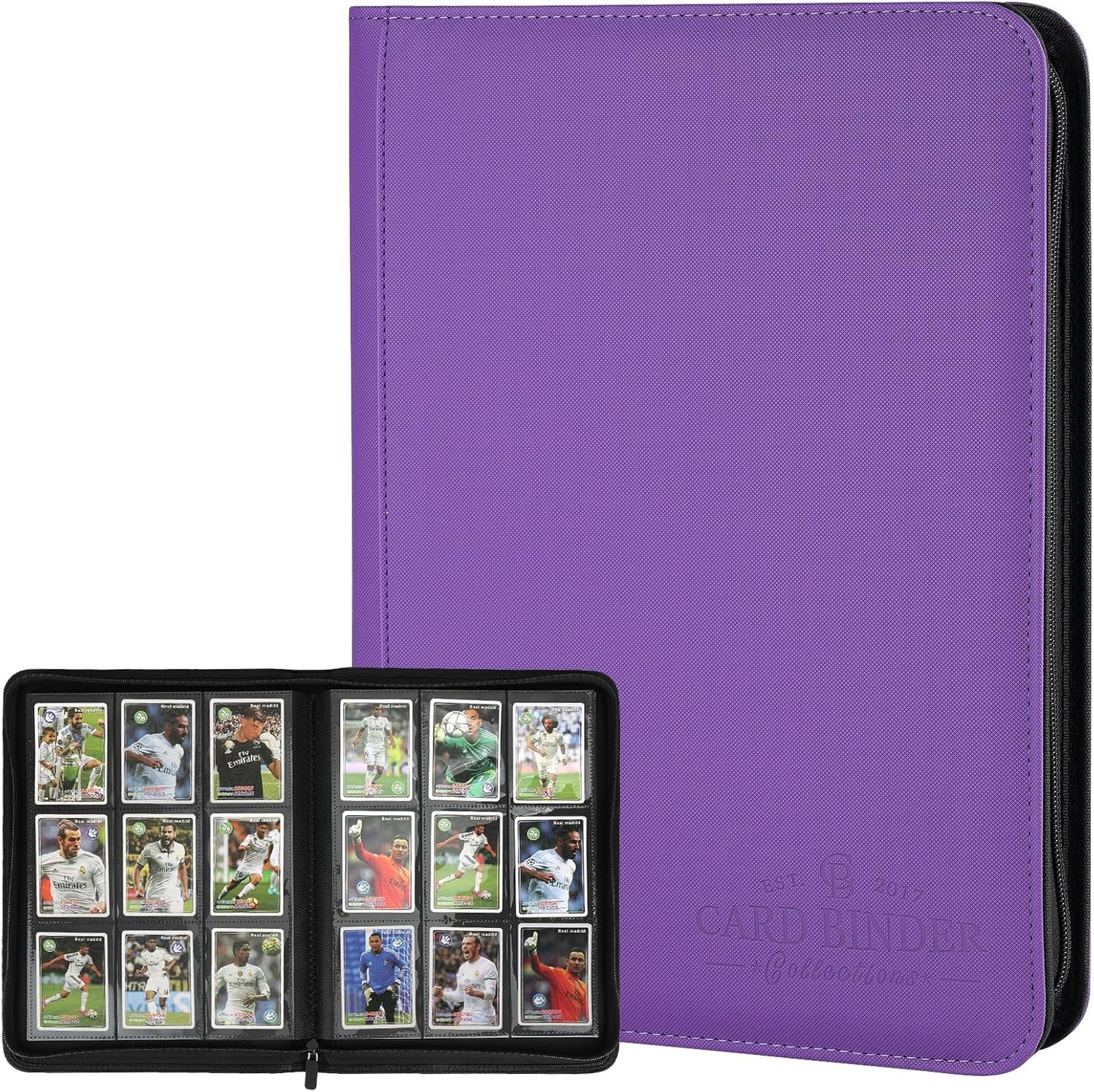 9 Pockets Card Binder,Premium Zip Trading Card Binder,540 Double Sided Pocket PU Collection Binder, Collector Album, Card Folder for MTG, TCG, Business Cards.(Purple)