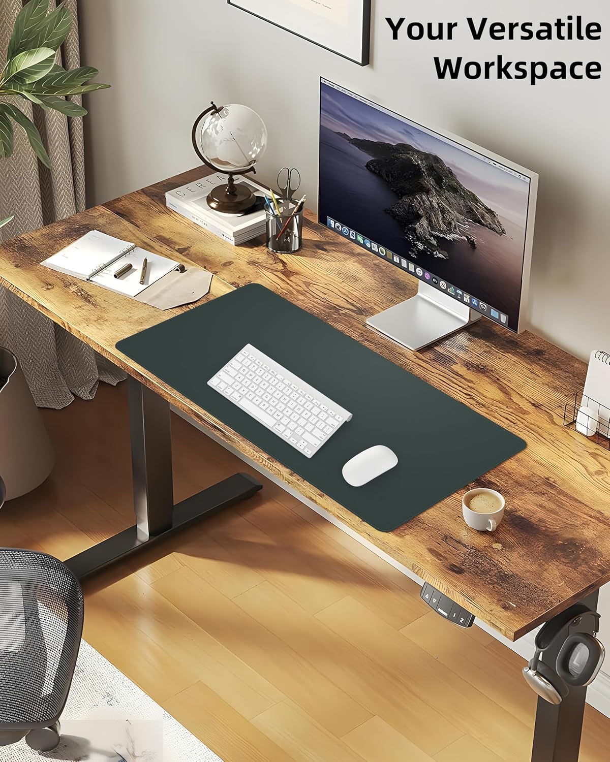 Extra Large Desk Mat, Desk Mouse Pad,Waterproof PU Leather Desk Protector, Large Desk Blotter, Easy Clean Laptop Desk Writing Mat for Office/Work/Home/Decor(Dark Green, 48" x 24")