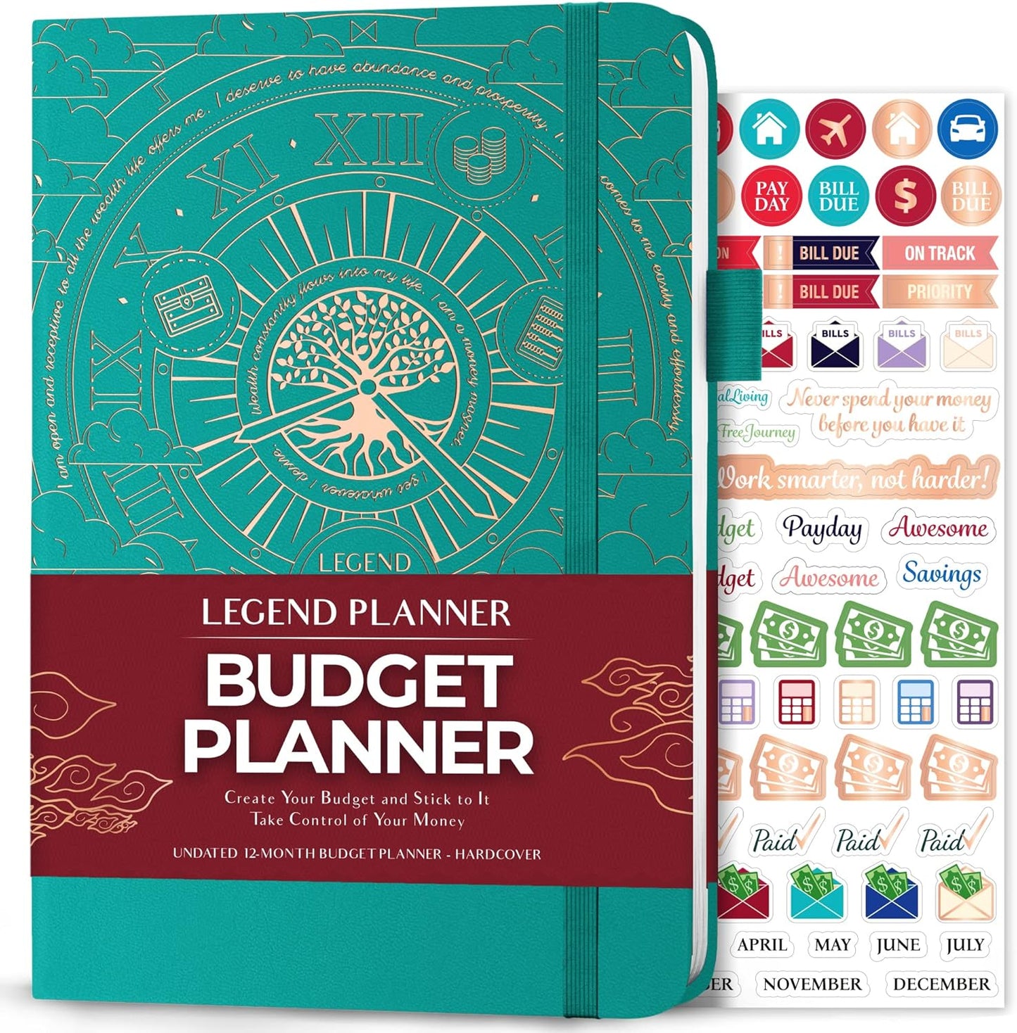 Legend Budget Planner – Financial Organizer Book. Money Account & Expense Tracker Notebook Journal for Household Monthly Budgeting (Viridian)