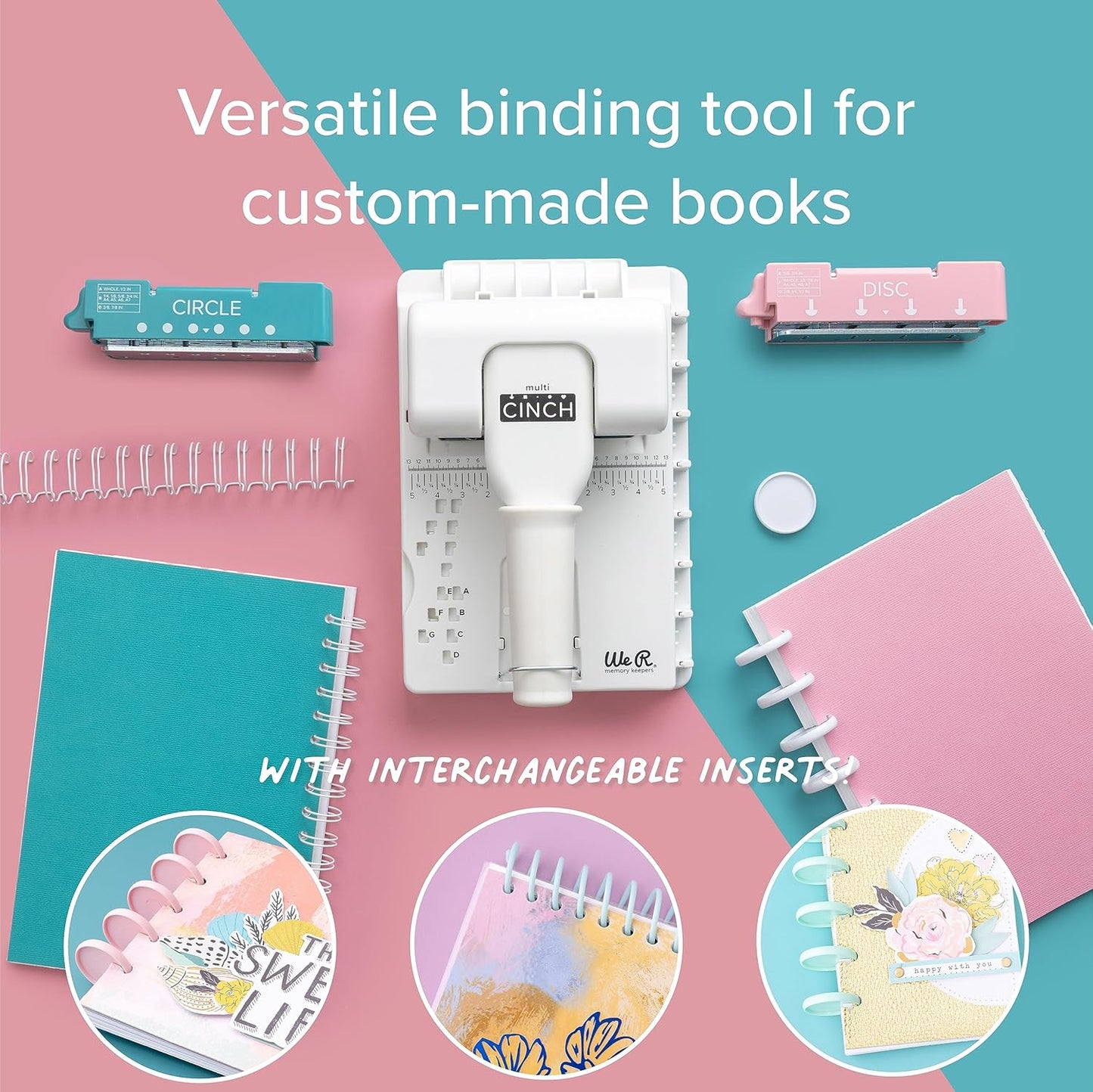We R Memory Keepers Multi Cinch Kit (2 in 1 Circle & Disc) Book Binding Art Crafts Sewing Scrapbooking Journaling Printmaking Paper Craft Office Home Card Stock DIY Card Making Sticker Machine
