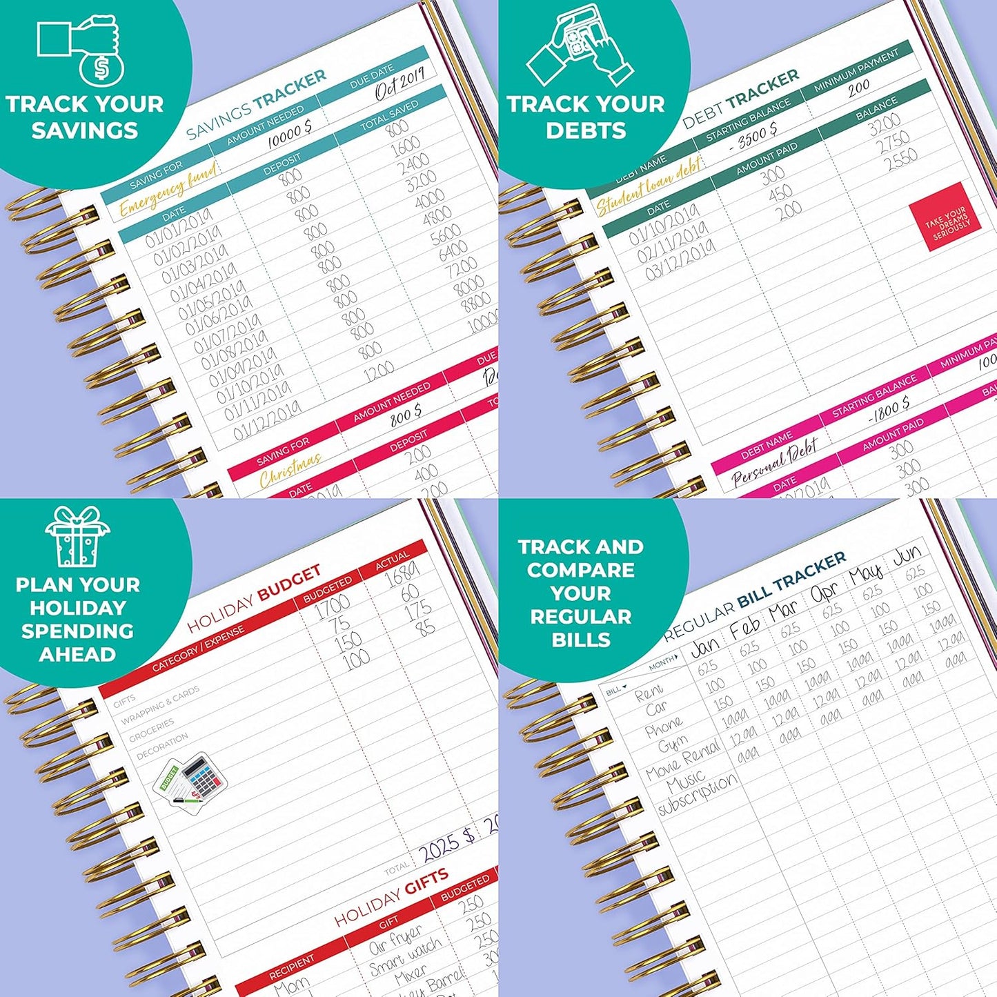 Clever Fox Budget Planner & Monthly Bill Organizer With Pockets. Expense Tracker, Budgeting Journal & Financial Book. Medium, 5.1x8.2" (Mint Green)