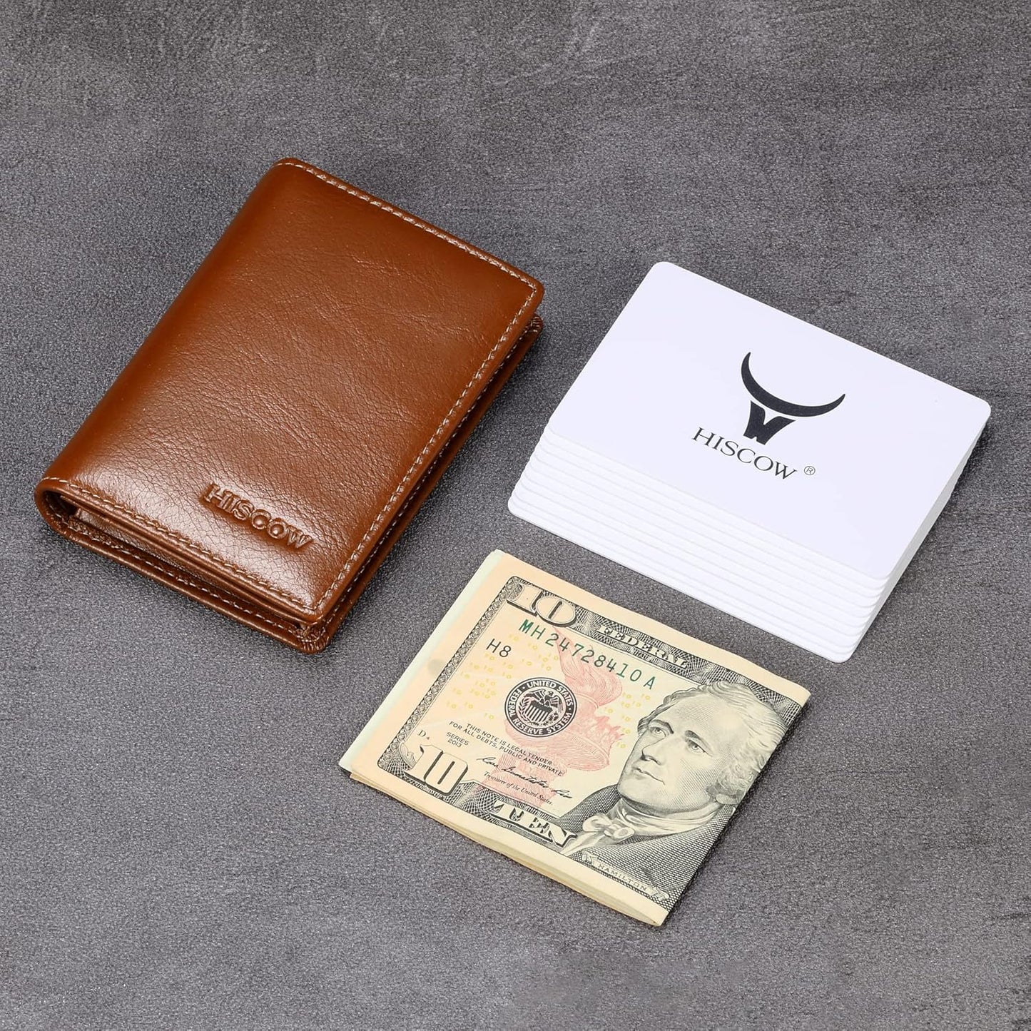 Leather Business Card Case Holder for Men & Women, Italian Calfskin