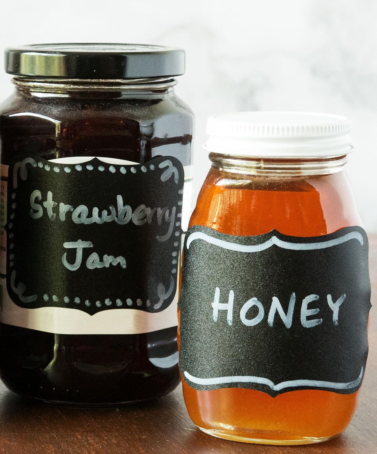 Cestari Large Chalkboard Labels – 54-Pack Black Reusable Jar Labels for Containers, Fancy Rectangle Chalk Stickers for Organizing Kitchen, Pantry, Storage Bins, Jars & More