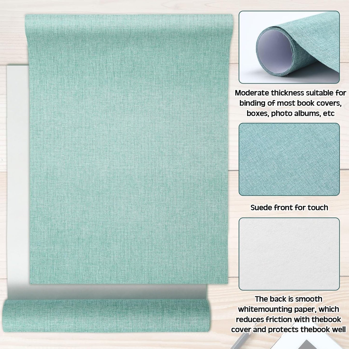 4 Pcs Book Cloth Bookcover Fabric Surface with Paper Backed Book Binding Cloth Fabric Book Cover for Scrapbooking Album DIY Craft Supplies Home, 4 Colors(Cool Color,40 x 16 Inches)