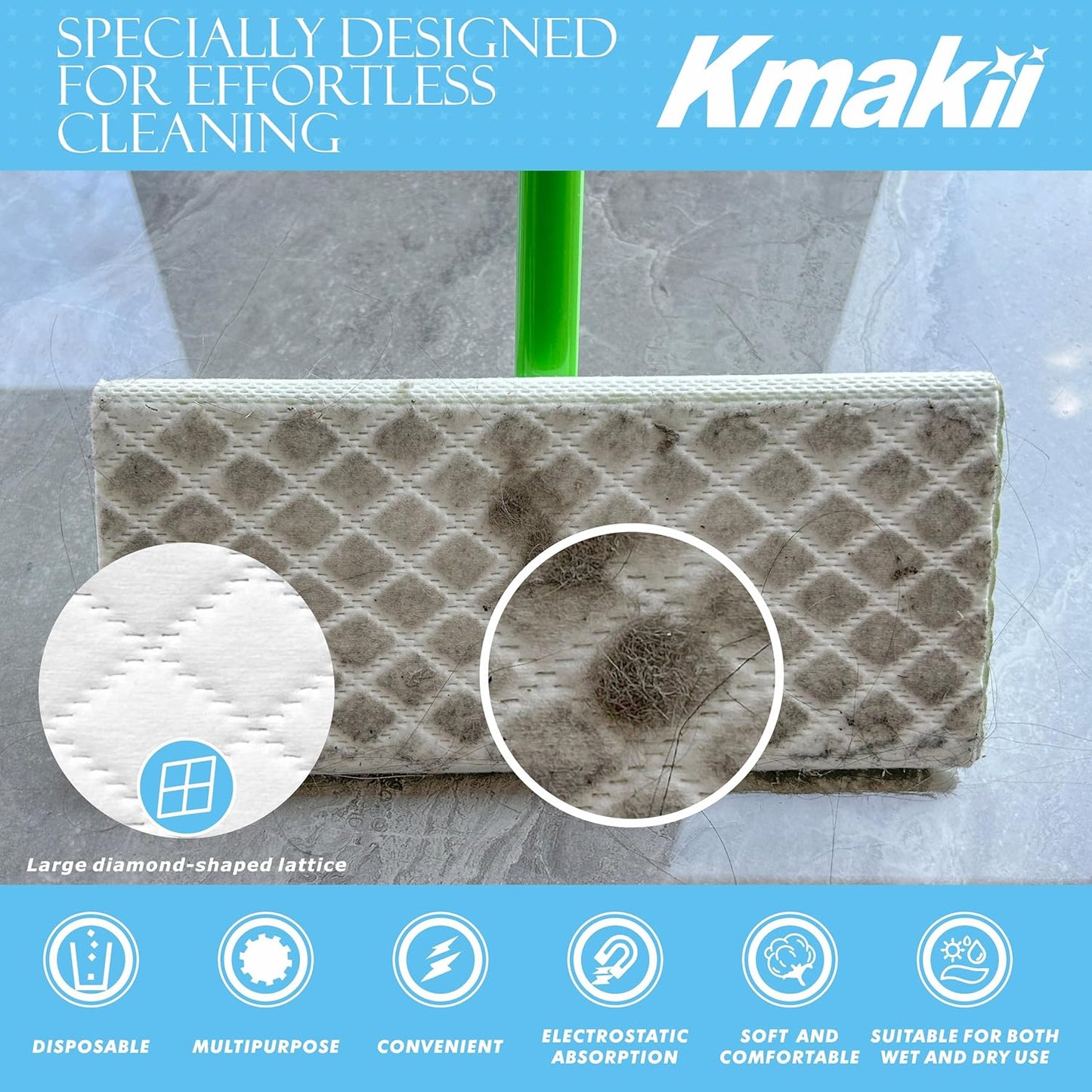 KMAKII Microfiber Dusting Cloths, Diamond Pattern, Disposable Cleaning Cloths for Floor, Furniture, Glass, Electronics, High Absorbency, Sheets, 8.7×11.8 inches (180)