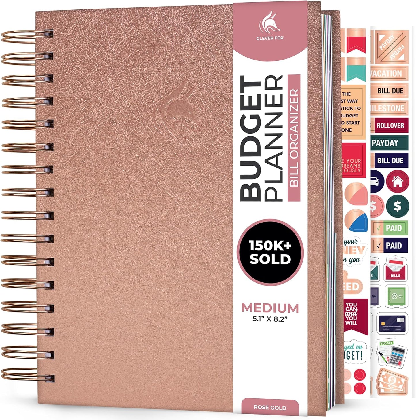Clever Fox Budget Planner & Monthly Bill Organizer With Pockets. Expense Tracker, Budgeting Journal & Financial Book. Medium, 5.1x8.2" (Rose Gold)
