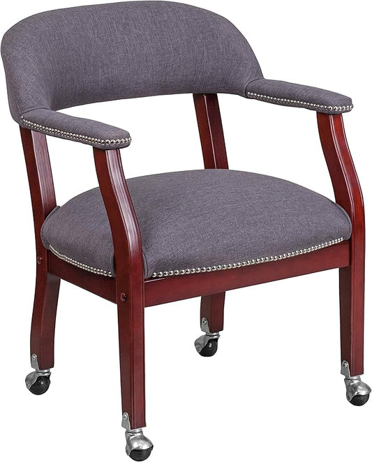 EMMA + OLIVER Gray Fabric Luxurious Conference Chair with Casters