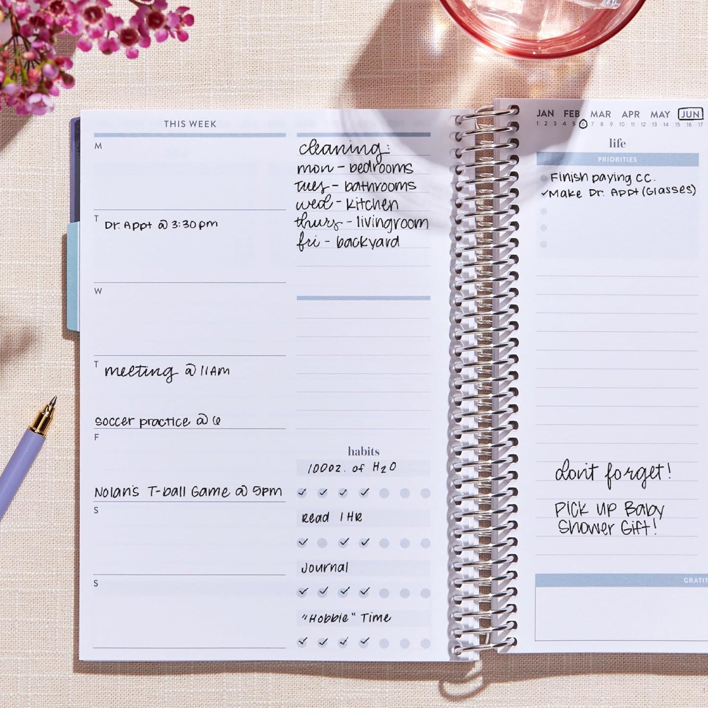 Erin Condren A5 Spiral Work Life Balance Journal | Features Pages of Thick, Bleed Resistant 80 lb. Paper to Boost Productivity