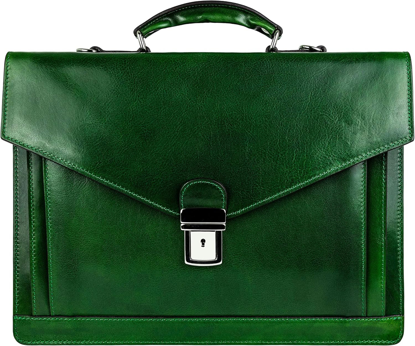 Time Resistance Leather Briefcase for Men - Business Laptop Bag - Italian Handmade Leather Bag - Attache - Gift Box Included