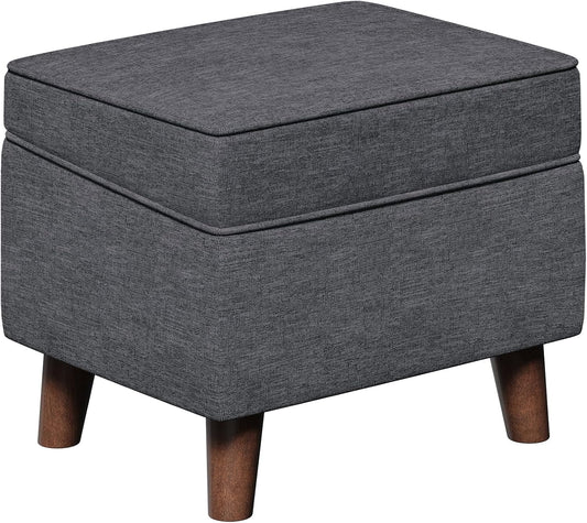 Storage Ottoman with Adjustable Cover, Soft Step Stool, Footrest and Seat, Ottoman Foot Rest for Living Room, Bedroom, Dorm, Light Gray