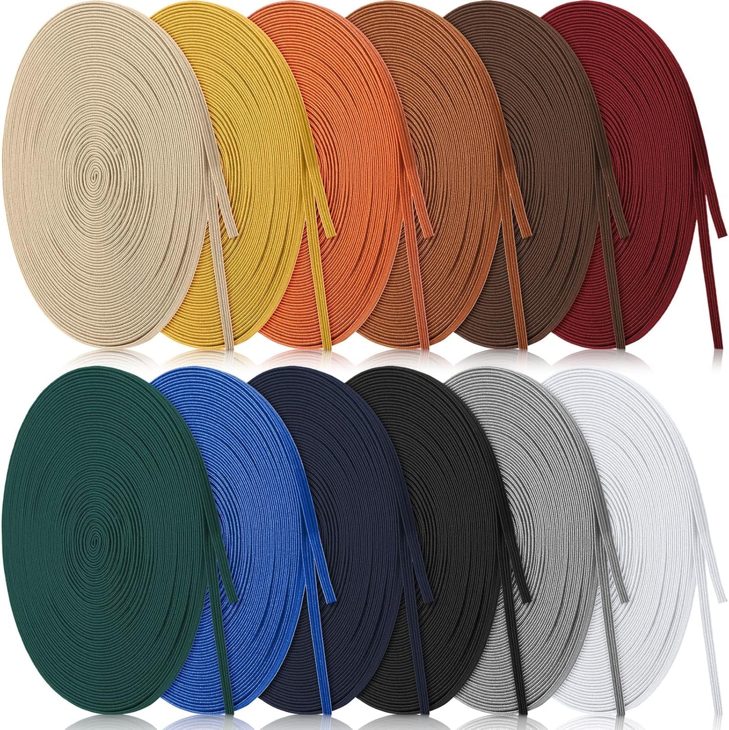 WILLBOND 12 Rolls Colorful Elastic Band Folding Elastic Cord Heavy Duty Stretch Band Knitted Flat Band for Sewing Crafts DIY Comforter Cuffs(1/8 Inch X 106 Yard,Retro Colors)