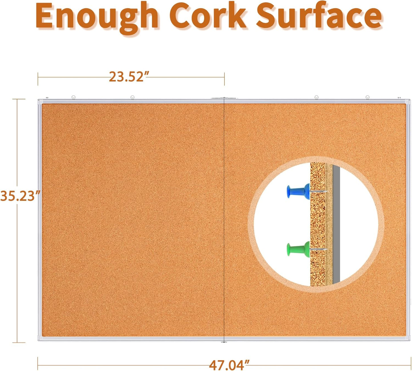 maxtek Large Cork Board 48 x 36 in, Bulletin Board for Walls, 4'x 3' Extra Aluminum Framed Corkboard, Foldable Wall Mounted Pin Memo Notice Cork Board for Office, Home Wall Display