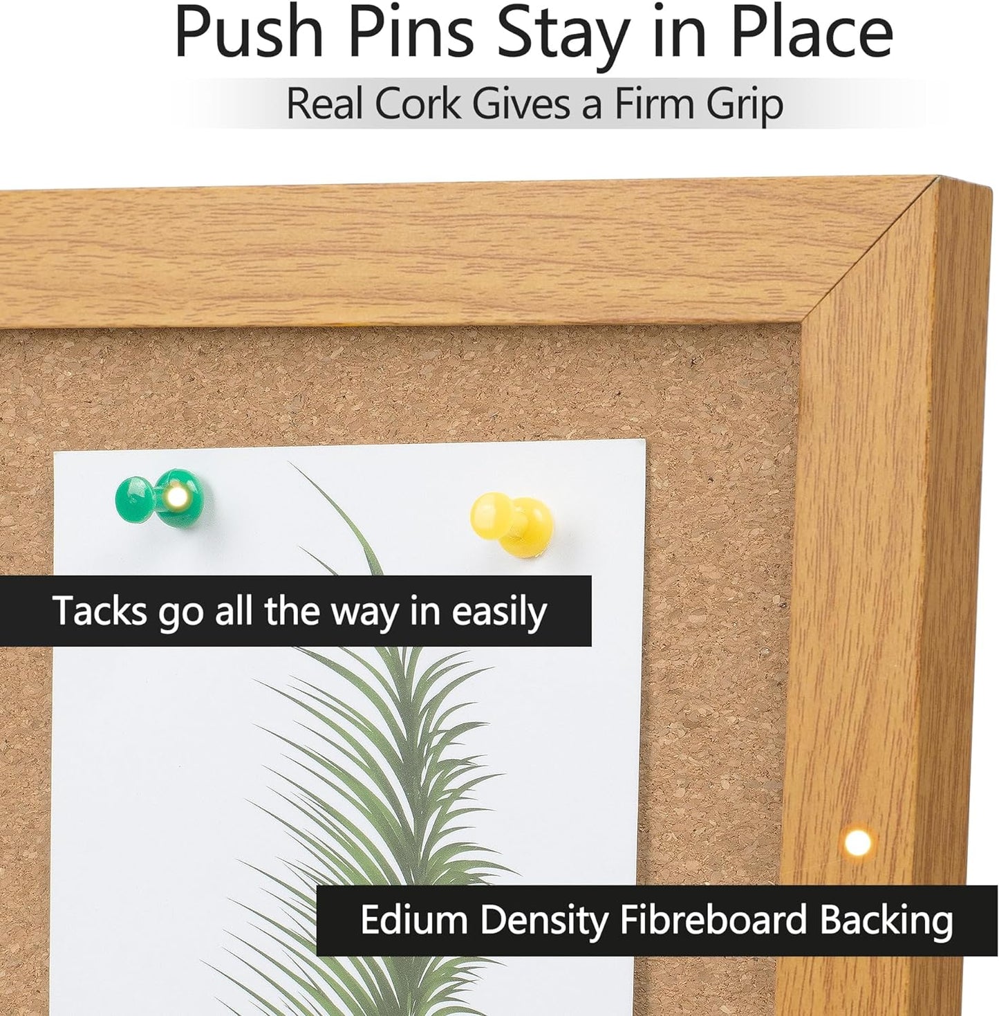 Board2by 2 Pack Cork Board Bulletin Board 24 x 36, Wood Framed Corkboards for Wall Decor, Hanging Office Message Board, Large Wall Mounted Notice Pin Board with 30 Push Pins for School, Home & Office