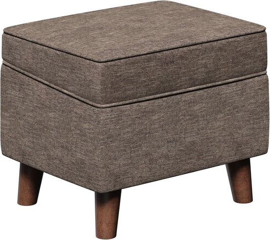 Storage Ottoman with Adjustable Cover, Soft Step Stool, Footrest and Seat, Ottoman Foot Rest for Living Room, Bedroom, Dorm, Brown