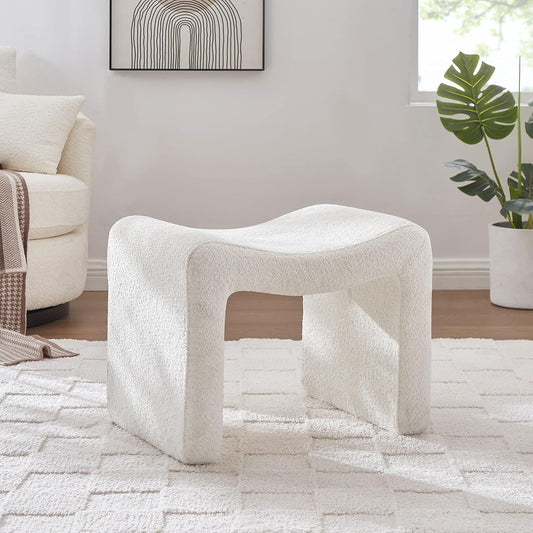 Small Footstool Ottoman, Multi-Functional Modern Foot Stool, Sofa Footrest Extra Seating for Living Room, Entryway, Hallways and Bedrooms, Small, White