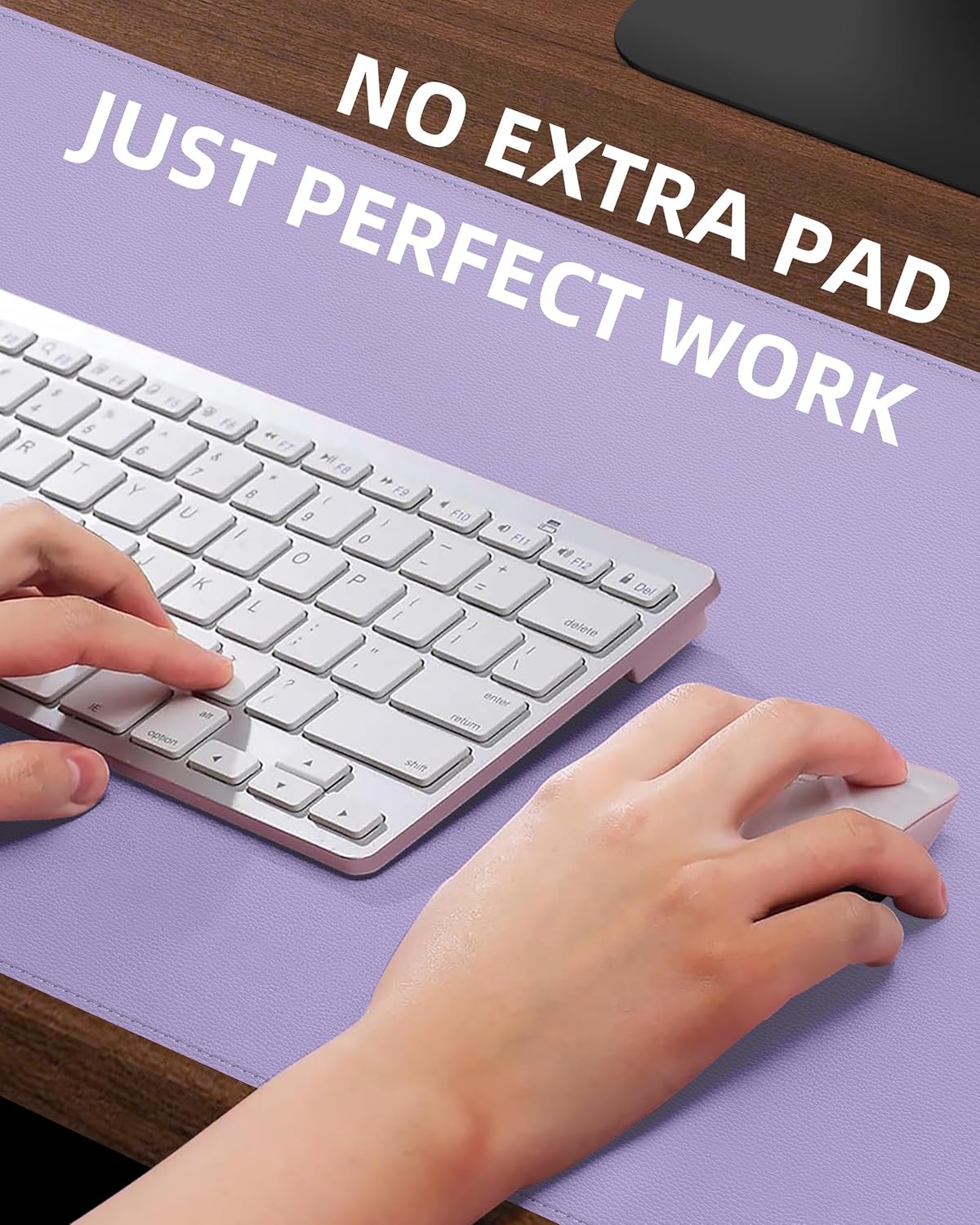 Desk Pad Mat 23.6"x13.7" - Waterproof Mouse Pad & Desk Protector, Non-Slip PU Leather for Gaming Keyboard/Mouse, Stitched Edge XL Office Desk Pad with Ergonomic Support(Light Purple)