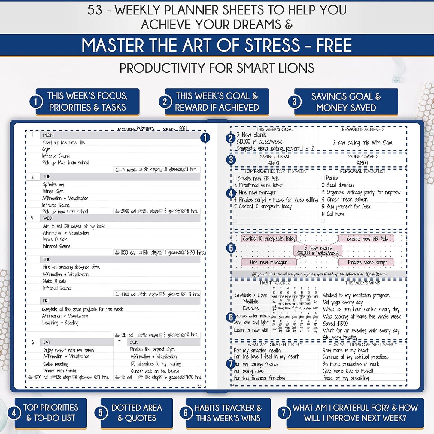 Journal for Men - Undated Daily, Weekly & Monthly Planner with Budget Section | A 12 Month Journey to Increase Productivity & Happiness | Life Organizer & Gratitude Journal - Horizontal Format