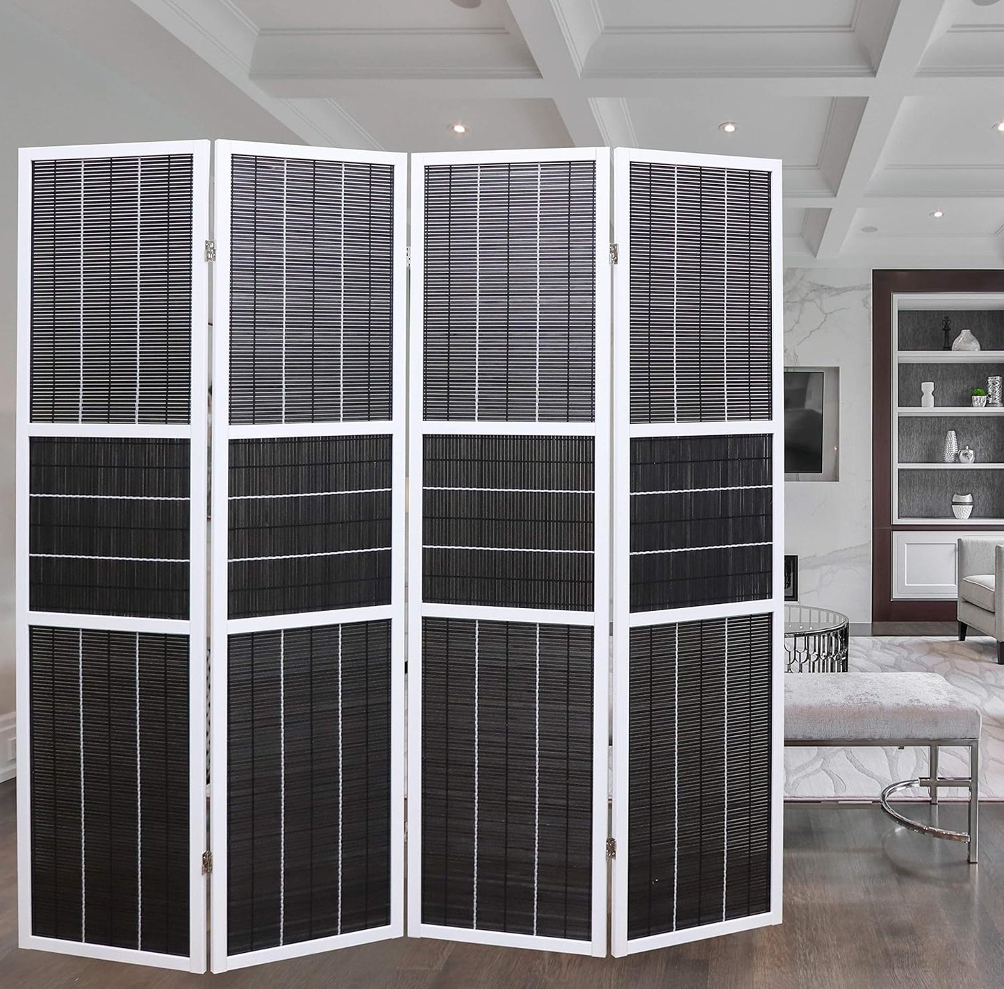 4 Panel 6ft Tall Modern Style Standing Wall Partition Room Divider Panel Indoor Separation, Folding Privacy Screens, Living Room, Partition & Space Divider, Freestanding Inexpensive