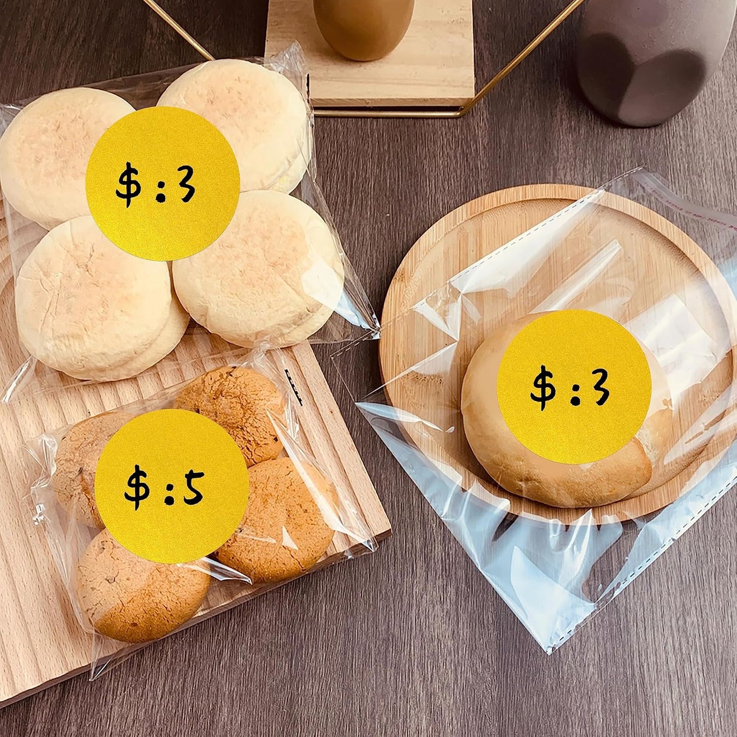 PARLAIM 3 Inch Round Color-Code Dot Stickers, 500PCS Inventory Labels Color Code Stickers Dispenser Box,Gold Circle Sticker Labels for Inventory &Family School Storage Bins Label (Gold)