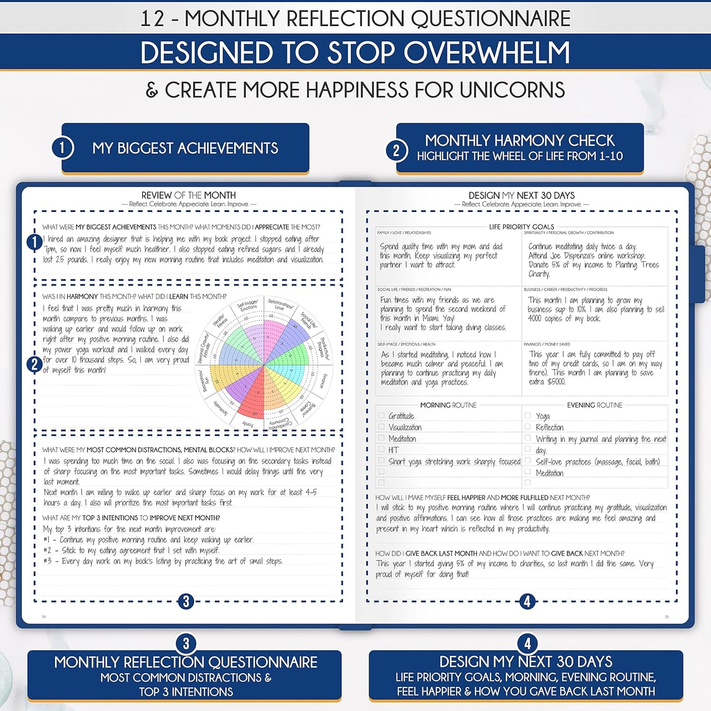 Hourly Planner - Undated Daily, Weekly & Monthly Planner with Budget Section | A 12 Month Journey to Increase Productivity & Happiness | Life Organizer & Gratitude Journal - Vertical Format
