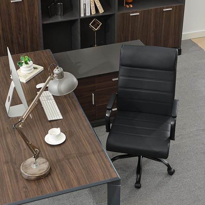 Office Desk Chair,Modern Conference Room Chairs,High Back Ergonomic Home ofiice Chair,Adjustable Height Swivel Executive Computer Chair with Padded Seat and Armrest (Pure Black)