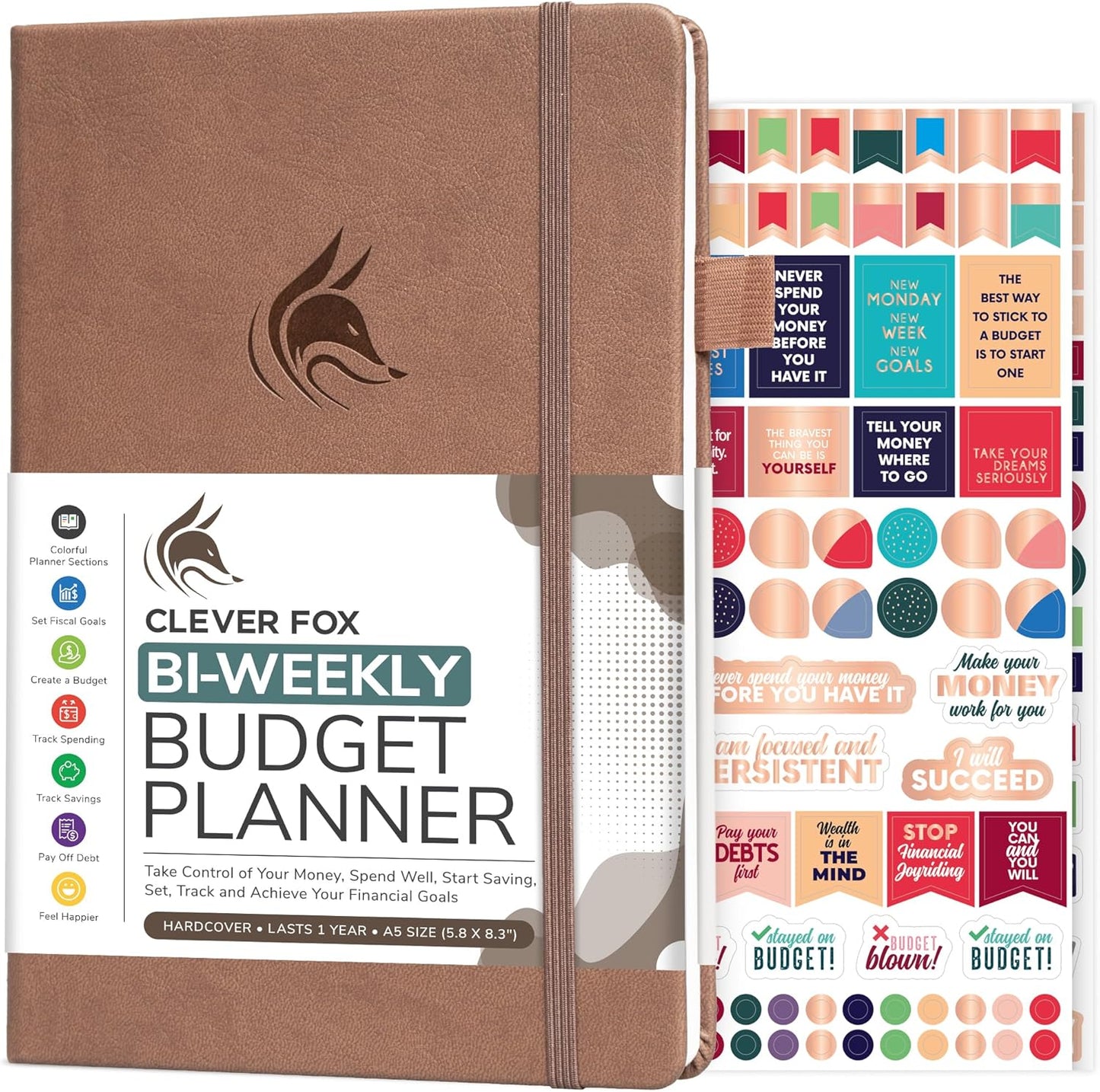 Clever Fox Bi Weekly Budget Planner – Undated Financial Organizer Book – Expense Tracker, Budgeting & Bill Notebook, A5 (Dark Terracotta)