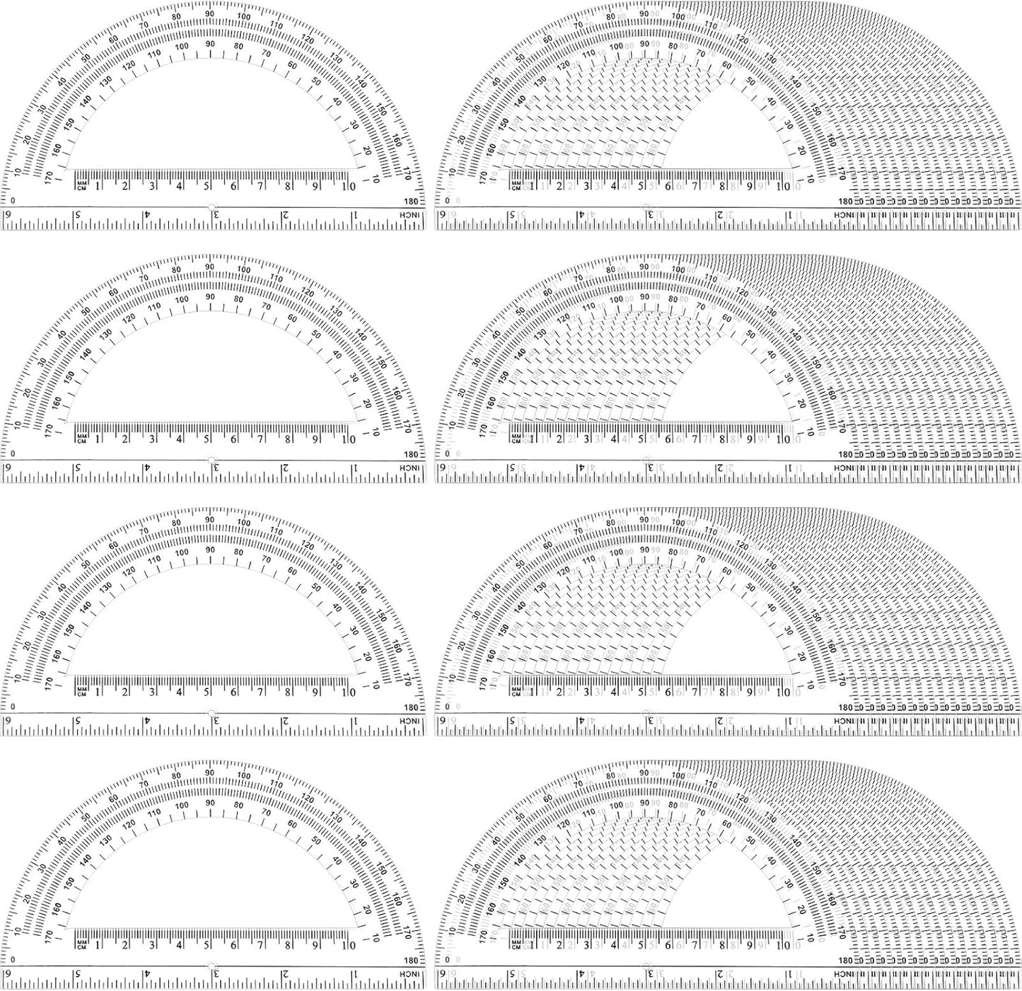 Zonon 200 Pieces Plastic Protractors Bulk Classroom Clear Math Protractors 180 Degrees 6 Inch for Geometry Student, Angle Measurement, Students Back to School Supplies Office Supplies