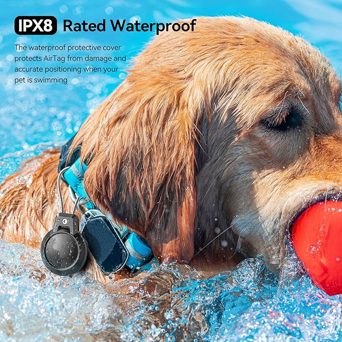 Gitfos Waterproof AirTag Keychain Holder - 4 Pack Airtag Holder for Apple AirTag, 360° Robust Protective AirTag Case with Wire Cable, AirTag Accessories, Airtag Holders for Luggage, Backpack, Key, Pet