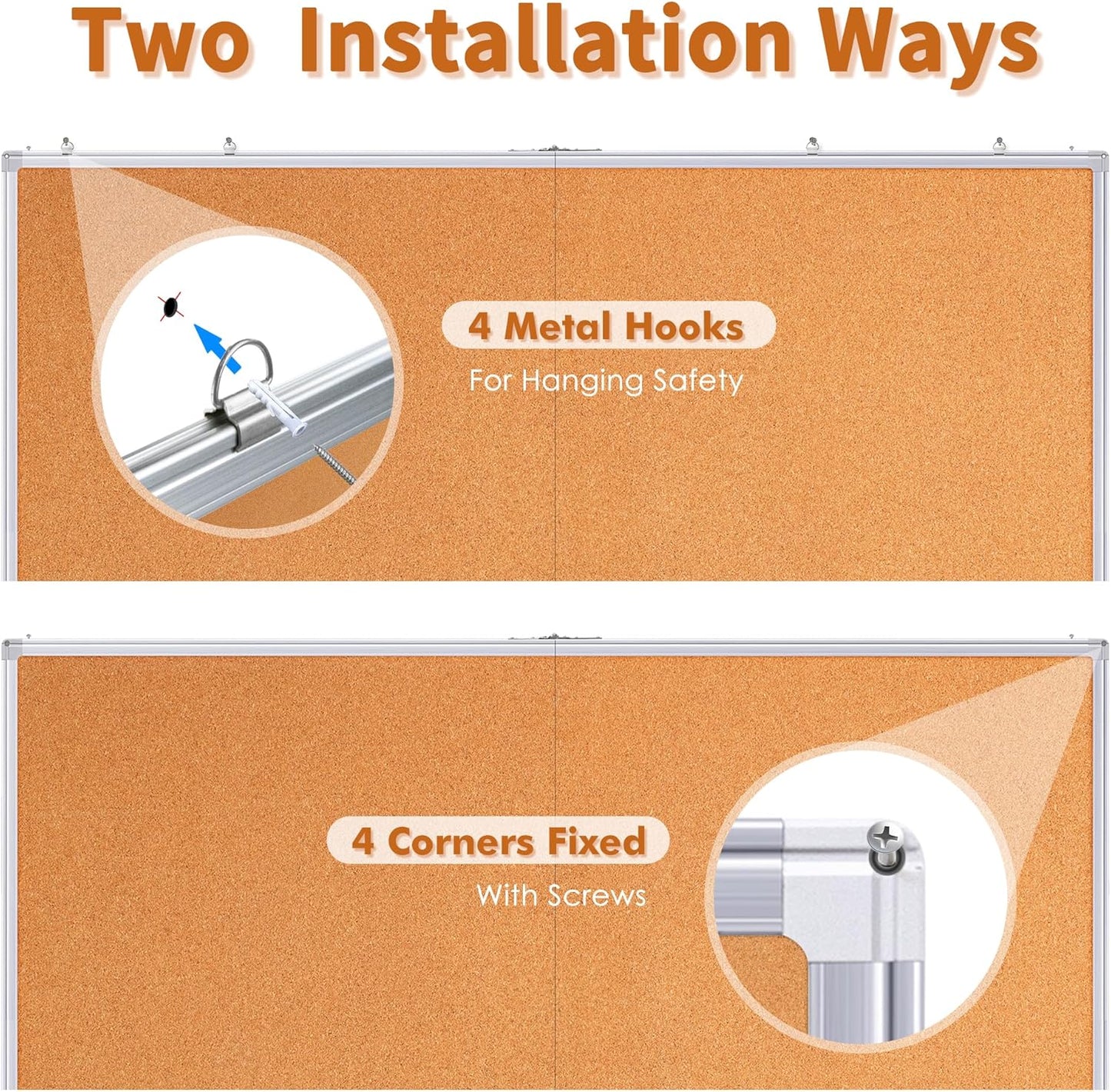 maxtek Large Cork Board 72 x 48 in, Bulletin Board for Walls, 6'x 4' Extra Aluminum Framed Corkboard, Foldable Wall Mounted Back to School Pin Memo Notice Cork Board for Office, Home Wall Display