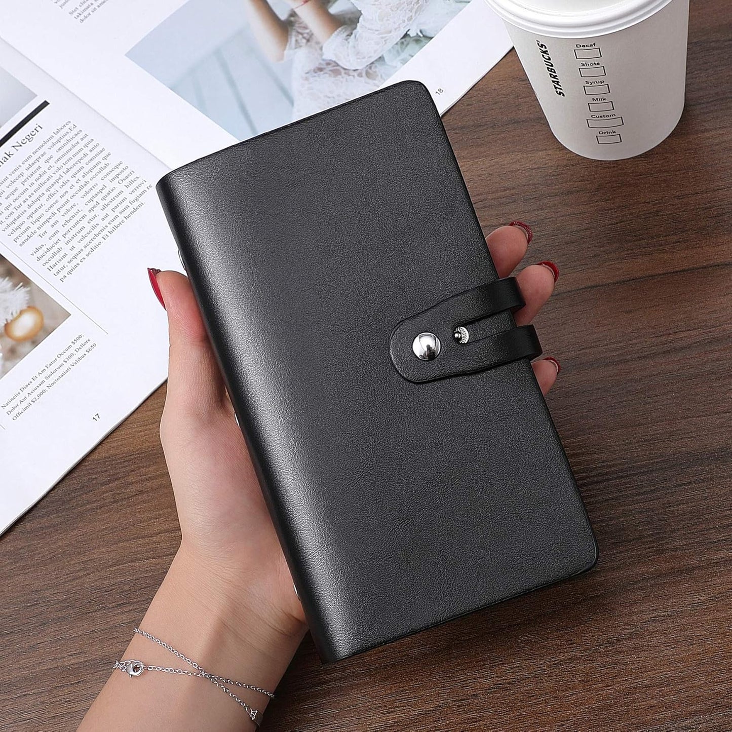 RFID Credit Card Holder, Leather Business Card Organizer with 96 Card Slots, Credit Card Protector for Managing Your Different Cards and Important Documents to Prevent Loss or Damage (Black)