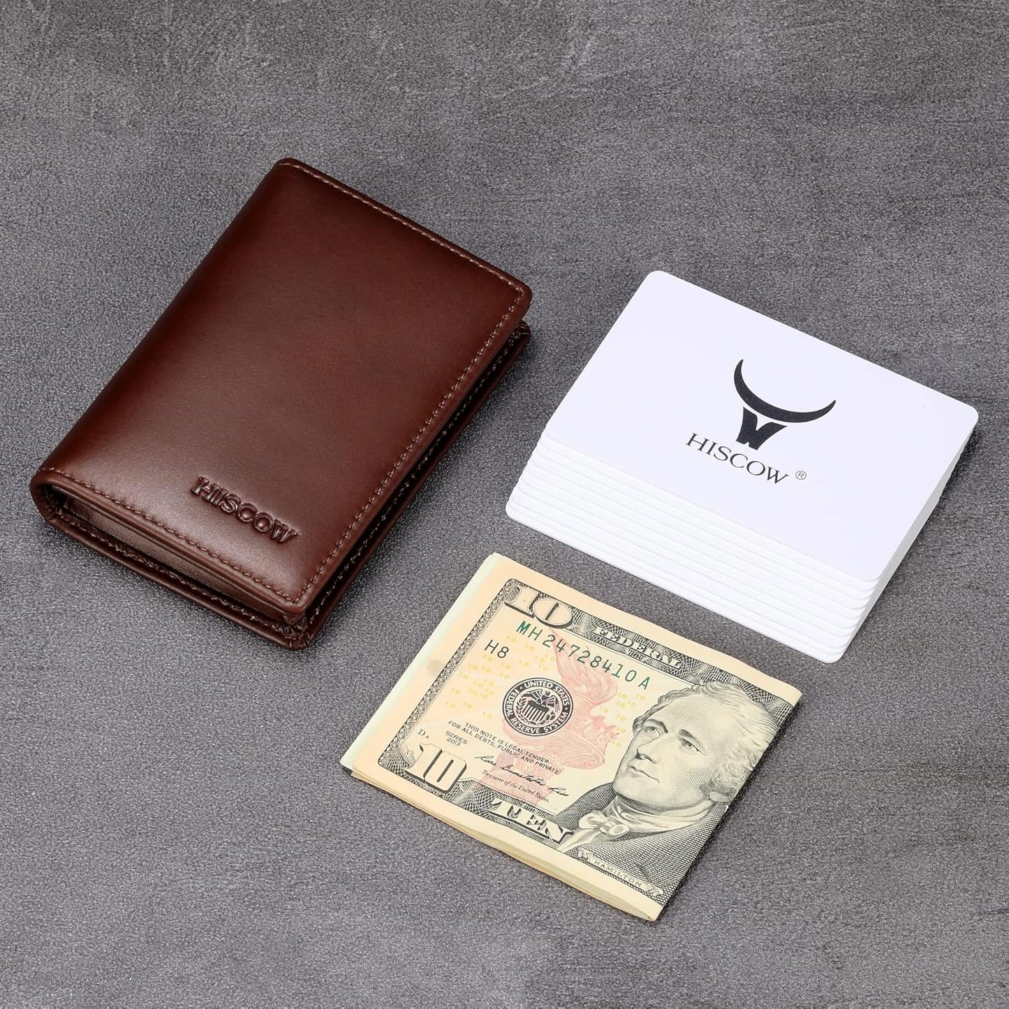 Leather Business Card Case Holder for Men & Women, Italian Calfskin