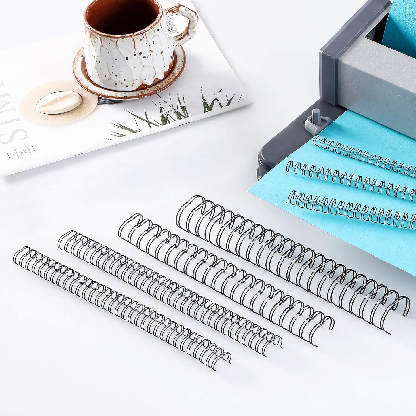 BNC Double Loop Wire Binding Rings Letter Size 3:1 Loops 32 Holes Black Color Pack of 100 (9/16 Inches)