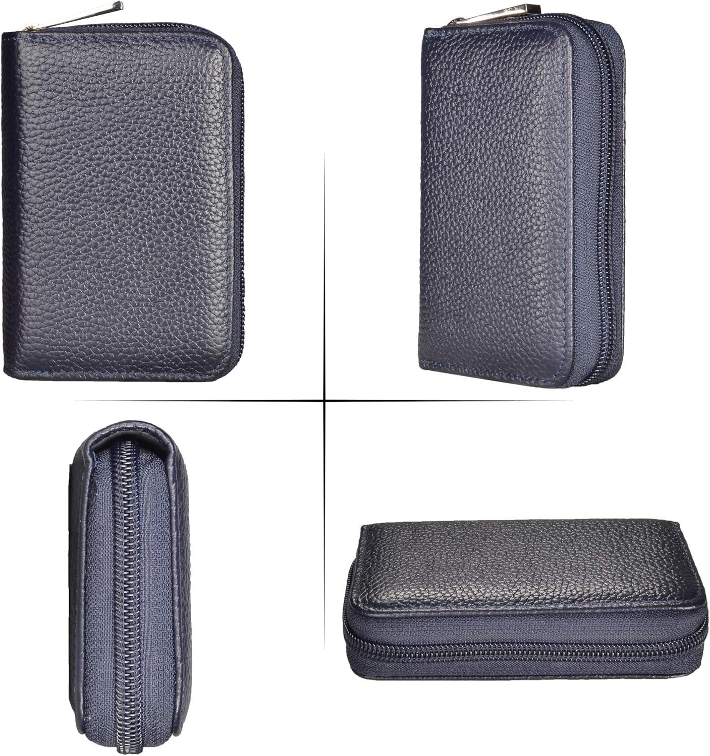 Easyoulife Genuine Leather Credit Card Holder Zipper Wallet With 26 Card Slots