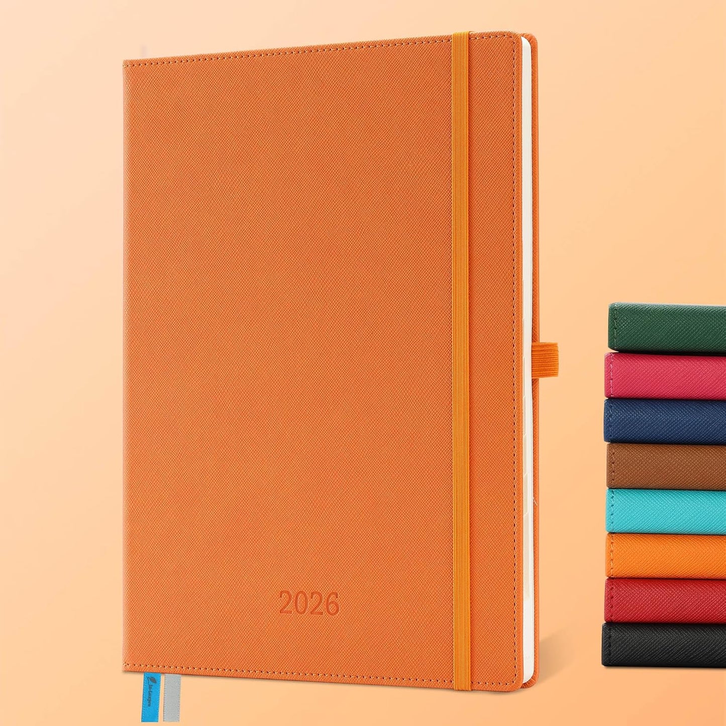 Weekly Monthly 2026 Planner (Jan.26-Dec.26),11.5"x8.5",12 Months Agenda Plan with Month Tabs & Pocket,Expenses/Note Pages, Appointment Book Calendar with Hardcover Vegan Leather Cover,Orange