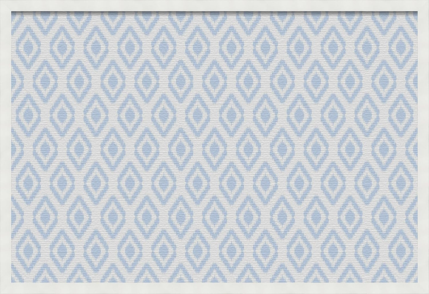 PinPix 36x24 inch Cork Bulletin Board. This Decorative Framed Pin Board Comes with Ikat Light Blue Design and Satin White Frame. Ideal for Home, Office Decor or School (PinPix-1633)