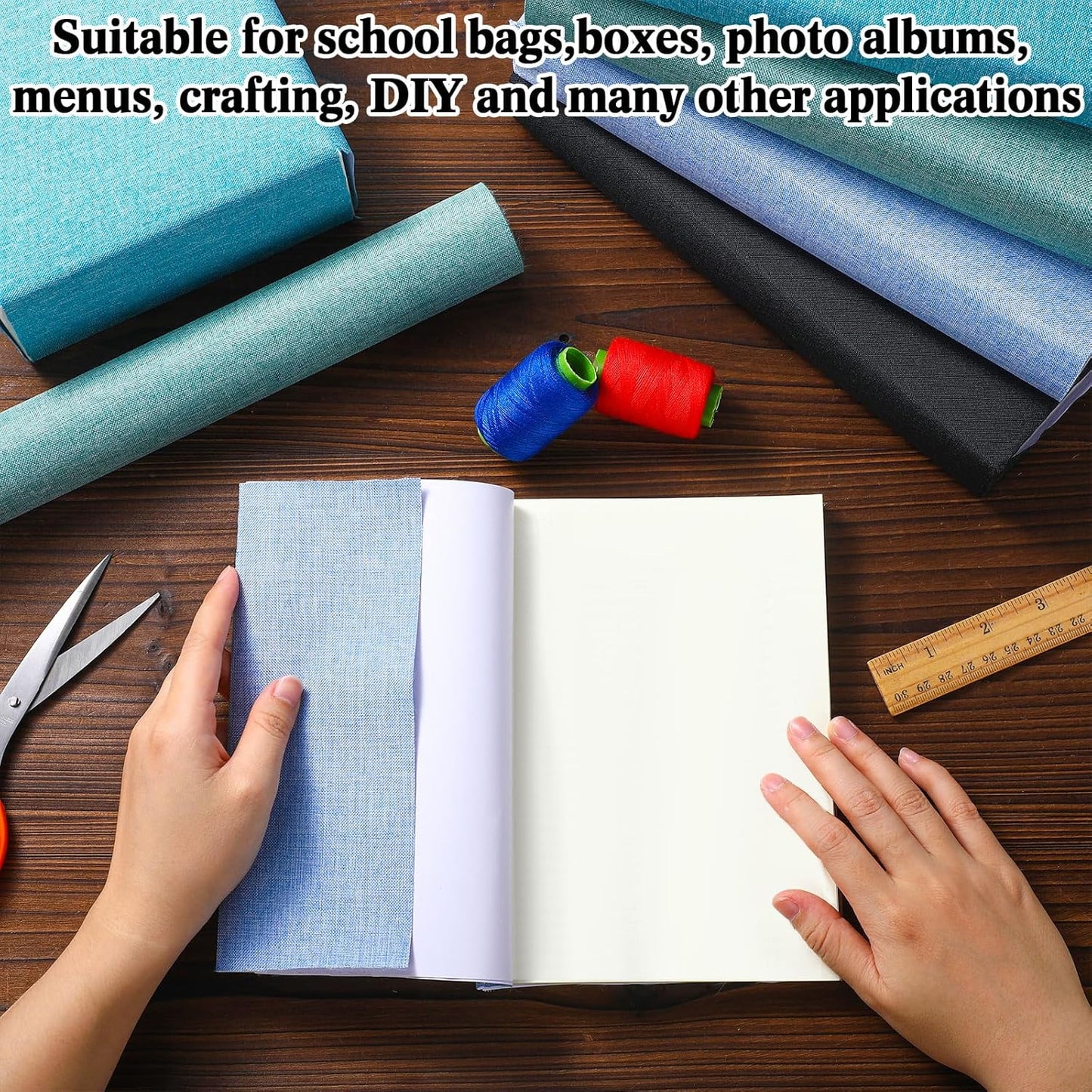 4 Pcs Book Cloth Bookcover Fabric Surface with Paper Backed Book Binding Cloth Fabric Book Cover for Scrapbooking Album DIY Craft Supplies Home, 4 Colors(Cool Color,40 x 16 Inches)