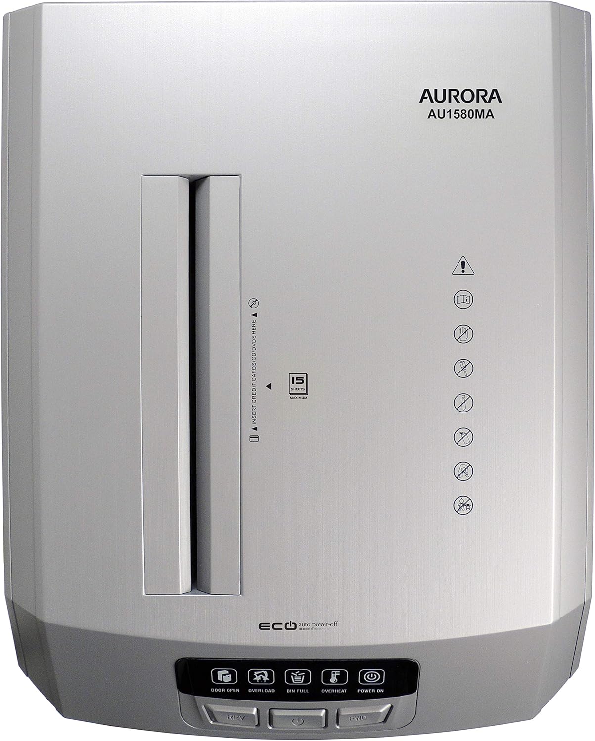 Aurora AU1580MA Professional Grade High Security 15-Sheet Micro-Cut Paper/CD and Credit Card Shredder, 60 Minutes Continuous Run time